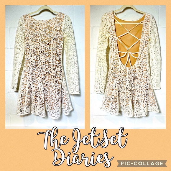 The JetSet Diaries Cream/Tan Size Small Lace Dress - Picture 6 of 10